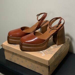 FREE PEOPLE Made In Italy Double Stack Leather Platform Heels
